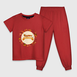 Пижама хлопковая детская Сладость или гадость, цвет: красный