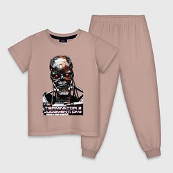 Пижама хлопковая детская Terminator T-800, цвет: пыльно-розовый