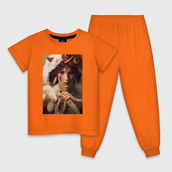 Пижама хлопковая детская Momonoke P цвета оранжевый — фото 1