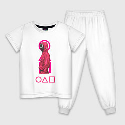 Пижама хлопковая детская Squid game, цвет: белый