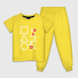 Пижама хлопковая детская Игра в кальмара: Стражи, цвет: желтый