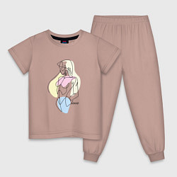 Пижама хлопковая детская Простые формы, цвет: пыльно-розовый