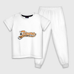 Пижама хлопковая детская Super Tigers, цвет: белый