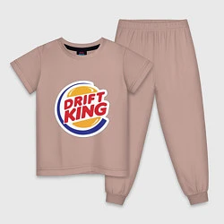 Пижама хлопковая детская Drift король, цвет: пыльно-розовый