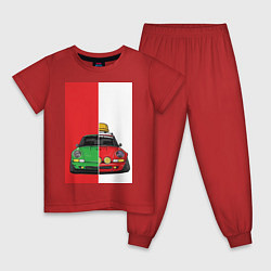 Пижама хлопковая детская Concept car, цвет: красный