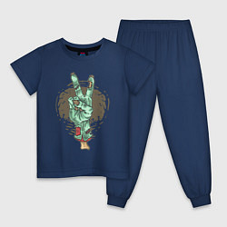Пижама хлопковая детская Zombie Hand, цвет: тёмно-синий