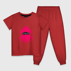 Пижама хлопковая детская Кальмарчик, цвет: красный