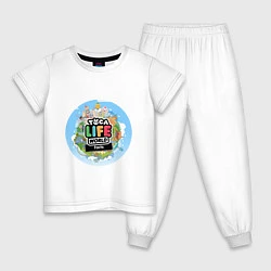 Пижама хлопковая детская Toca Life World, цвет: белый