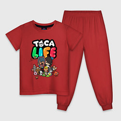Пижама хлопковая детская Toca Life, цвет: красный