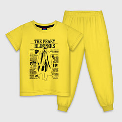 Пижама хлопковая детская The Peaky Blinders Shelby, цвет: желтый