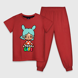 Пижама хлопковая детская Toca Life: Rita, цвет: красный