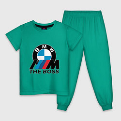 Пижама хлопковая детская BMW BOSS, цвет: зеленый