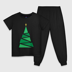 Пижама хлопковая детская Новогоднее дерево, цвет: черный