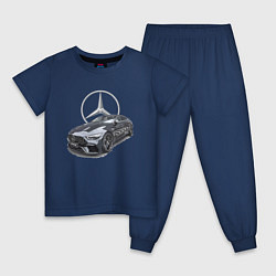 Пижама хлопковая детская Mercedes AMG motorsport, цвет: тёмно-синий