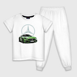 Пижама хлопковая детская Крутая мощная тачка - сar racing, цвет: белый