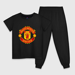 Пижама хлопковая детская Манчестер Юнайтед логотип, цвет: черный