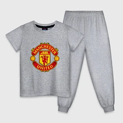 Пижама хлопковая детская Манчестер Юнайтед логотип, цвет: меланж