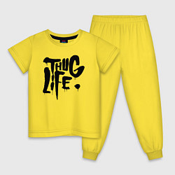 Пижама хлопковая детская Thug life Жизнь Головореза, цвет: желтый