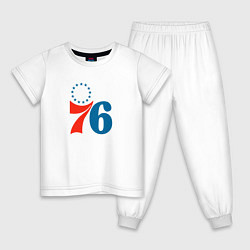 Пижама хлопковая детская Филадельфия Севенти Сиксерс, цвет: белый