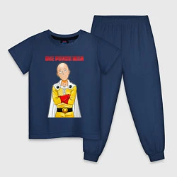 Пижама хлопковая детская Сайтама безразличие One Punch-Man, цвет: тёмно-синий