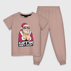 Пижама хлопковая детская Santa Gangster, цвет: пыльно-розовый