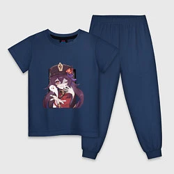 Пижама хлопковая детская Шалость Ху Тао, цвет: тёмно-синий