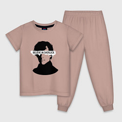 Пижама хлопковая детская Шерлок 2023, цвет: пыльно-розовый