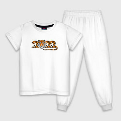 Пижама хлопковая детская Надпись 2022 Тигр, цвет: белый