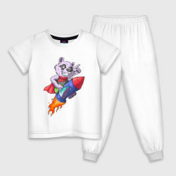 Пижама хлопковая детская СуперКосмоПанда, цвет: белый