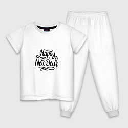 Пижама хлопковая детская Надпись с Новым годом!, цвет: белый