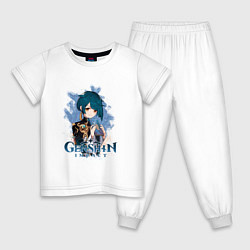 Пижама хлопковая детская Xingqiu Син Цю Genshin Impact, цвет: белый