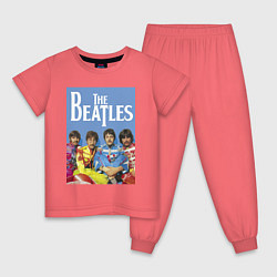 Пижама хлопковая детская The Beatles - world legend!, цвет: коралловый