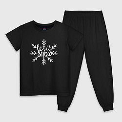 Пижама хлопковая детская Snowflake Let it snow, цвет: черный