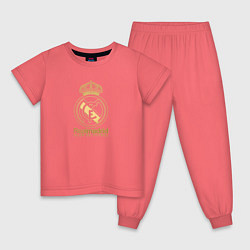 Пижама хлопковая детская Real Madrid gold logo, цвет: коралловый