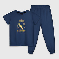 Пижама хлопковая детская Real Madrid gold logo, цвет: тёмно-синий