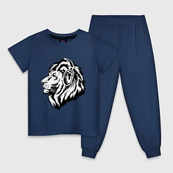 Пижама хлопковая детская Лев в наушниках, цвет: тёмно-синий