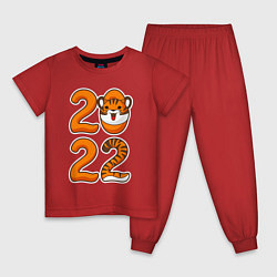 Пижама хлопковая детская Тигр 2022, цвет: красный