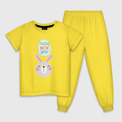 Пижама хлопковая детская Новогодний зайчик, цвет: желтый