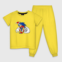 Пижама хлопковая детская Santa Claus Sonic the Hedgehog, цвет: желтый