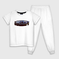 Пижама хлопковая детская Minecraft Логотип, цвет: белый