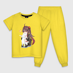 Пижама хлопковая детская ХУ ТАО И БЕЛЫЙ КОТИК, цвет: желтый