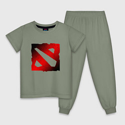 Пижама хлопковая детская ЧЁРНО КРАСНОЕ ЛОГО ДОТА 2 DOTA 2 LOGO, цвет: авокадо