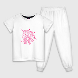 Пижама хлопковая детская Единорог единорожка, цвет: белый