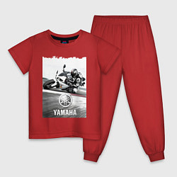 Пижама хлопковая детская YAMAHA на вираже, цвет: красный