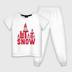 Пижама хлопковая детская Let it snow - пусть идет снег, цвет: белый