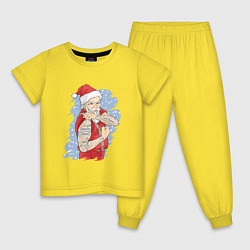 Пижама хлопковая детская САНТА С ТАТУ 2022, цвет: желтый