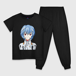 Пижама хлопковая детская Neon Genesis Evangelion Рей, цвет: черный