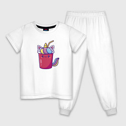 Пижама хлопковая детская Cool cocktail, цвет: белый