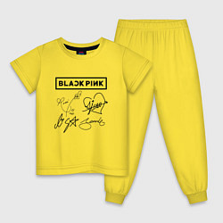 Пижама хлопковая детская BLACKPINK АВТОГРАФЫ ЧЁРНЫЙ БЛЭКПИНК, цвет: желтый