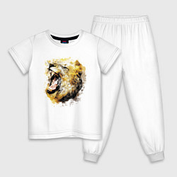 Пижама хлопковая детская Львиный раскатистый рык, цвет: белый